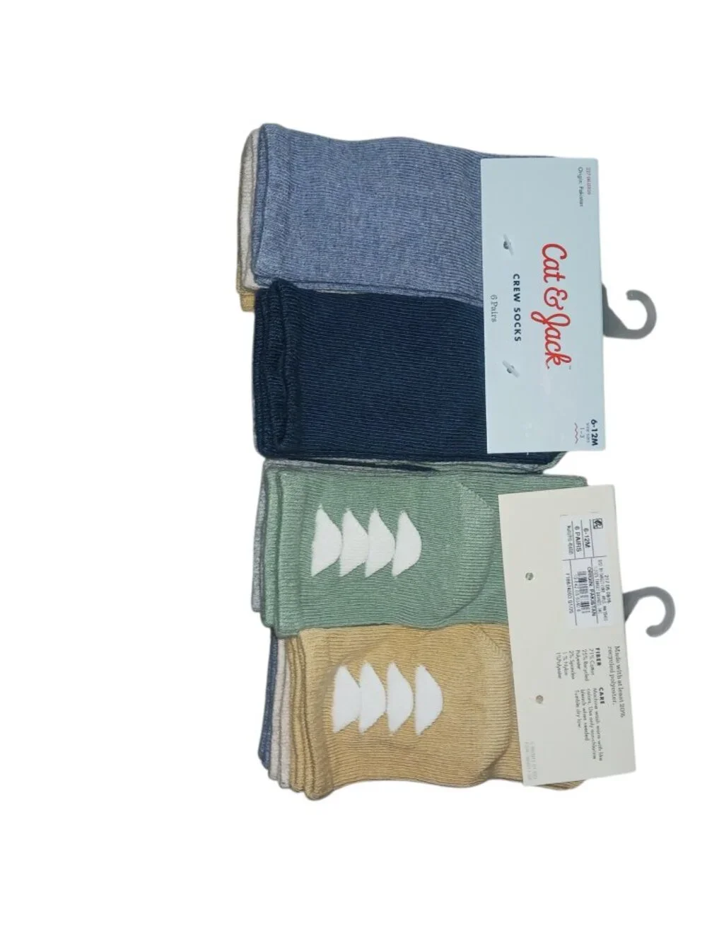 Cat & Jack Toddler Crew Socks 12 Pairs Size 6-12M NWT Neutral Colors